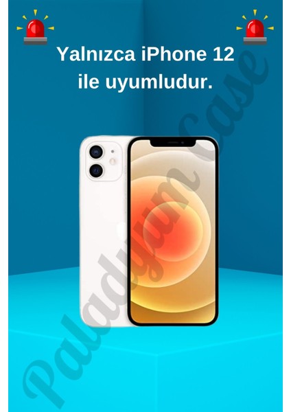 Paladyum Case iPhone 12 Uyumlu Taşlı Deniz Kızı Desenli Şeffaf Kılıf