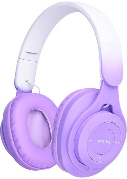 Technoguru Ayarlanabilir ve Katlanabilir Kulak Üstü M6 Plus Bluetooth Kulaklık Mor