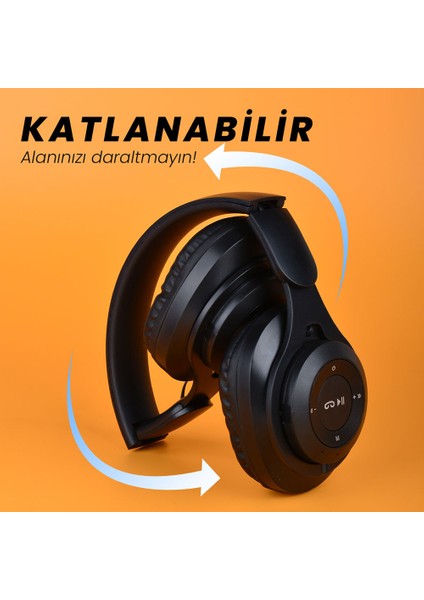 Technoguru Ayarlanabilir ve Katlanabilir Kulak Üstü M6 Plus Bluetooth Kulaklık Mor