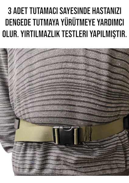 Hasta Yürüyüş Destek ve Denge Kemeri - Hasta Taşıma Aparatı - 80 - 100 kg Arası - Haki Renk