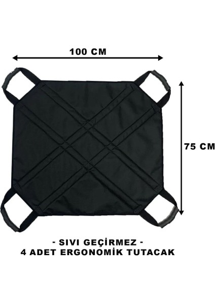 Hasta Çevirme Destek Aparatı - Ergonomik Kayışlı Hasta Taşıma - Döndürme Örtüsü - Büyük Boy - 75 x 100 cm