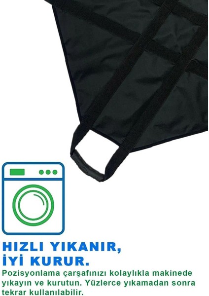 Hasta Çevirme Destek Aparatı - Ergonomik Kayışlı Hasta Taşıma - Döndürme Örtüsü - Büyük Boy - 75 x 100 cm