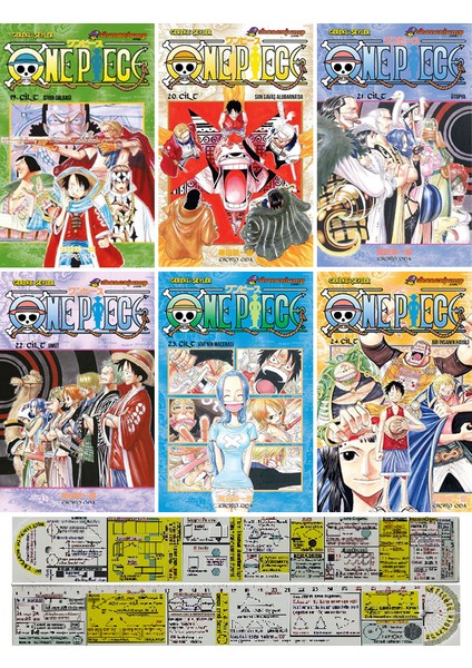 One Piece 19-20-21-22-23-24. Ciltler Manga Seti + Mat. Öğreten Cetvel