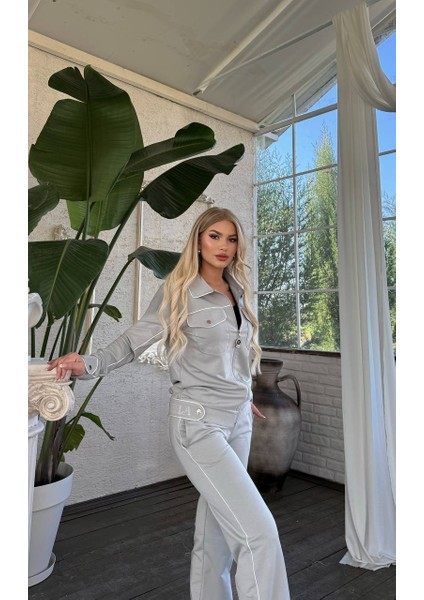 Kadın Sportif Fermuarlı Geniş Alt Üst Takım