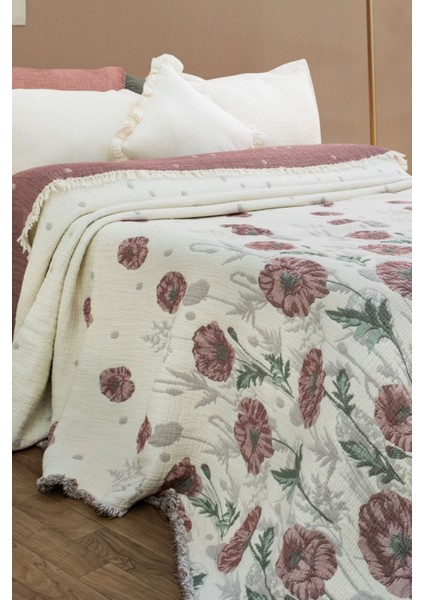 Müslin Yorgan 7 Katlı Dolgulu Gelincik Desen fiyatları