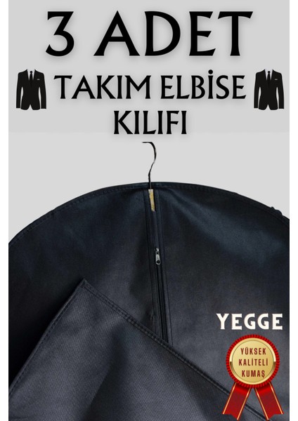 3 Adet Takım Elbise Kılıfı, Kıyafet, Elbise Koruma Taşıma Kılıfı, Beyaz Gamboç , Elbise Hurcu