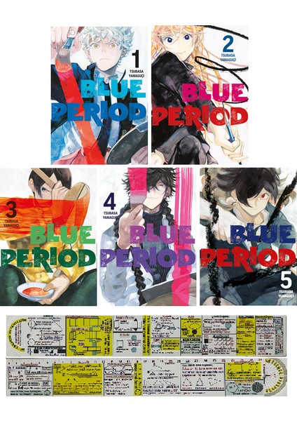 Blue Period 1-2-3-4-5. Ciltler Manga Seti + Mat. Öğreten Cetvel