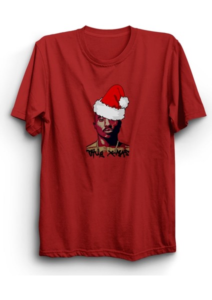 Thug X-Mas, Eşkıya Noeli, Santa Tupac, 2pac, Noel, Yeniyıl, Yılbaşı, Siyah Pamuk Tişört