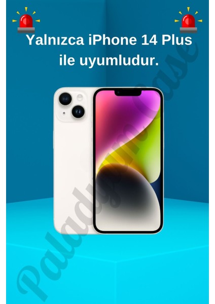 Paladyum Case iPhone 14 Plus Uyumlu Taşlı Yaprak Desenli Şeffaf Kılıf