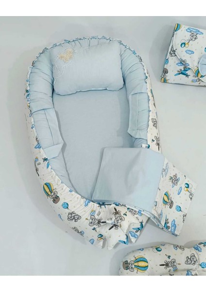 Babynest 9 Parça Set,puset Örtüsü,puset Minderi,pike,emzirme Yastığı,emzirme Önlüğü,çantalı Alt Açma