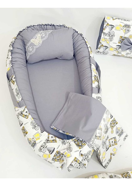 Babynest 9 Parça Set,puset Örtüsü,puset Minderi,pike,emzirme Yastığı,emzirme Önlüğü,çantalı Alt Açma