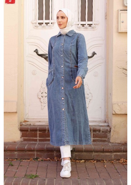 Kadın Büzgü Detaylı Denim Kot Kap -PMK341