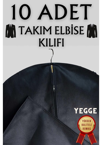 10 Adet Takım Elbise Kılıfı, Kıyafet, Elbise Koruma Taşıma Kılıfı, Beyaz Gamboç , Elbise Hurcu