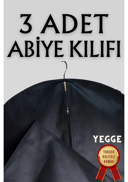 3 Adet Gelinlik Abiye Elbise Kılıfı 60X160 Abiye Gelinlik Kıyafet Kılıfı Gamboç Elbise Hurcu Kıyafet Hurç Kalın Diş Fermuarlı