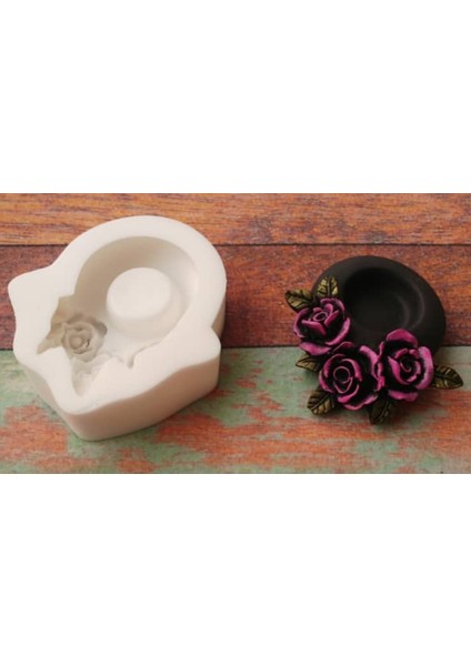 Üç Boyutlu Gül Çiçek Mumluk Silikon Kalıp K-461 fırsatları