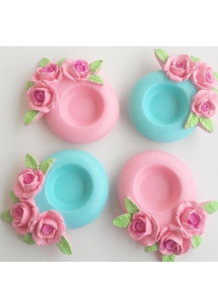 Üç Boyutlu Gül Çiçek Mumluk Silikon Kalıp K-461
