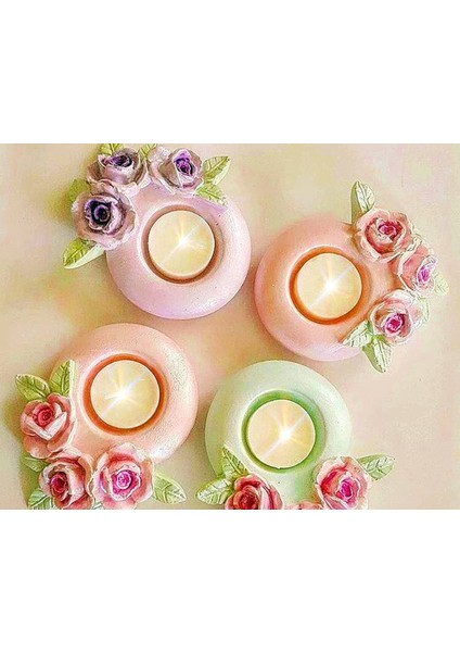 Üç Boyutlu Gül Çiçek Mumluk Silikon Kalıp K-461