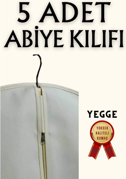 5 Adet Gelinlik Abiye Elbise Kılıfı 60 x 160 Abiye Gelinlik Kıyafet Kılıfı Gamboç Elbise Hurcu Kıyafet Hurç Kalın Diş Fermuarlı 60x160 cm Gamboç , Kıyafet Kılıfı