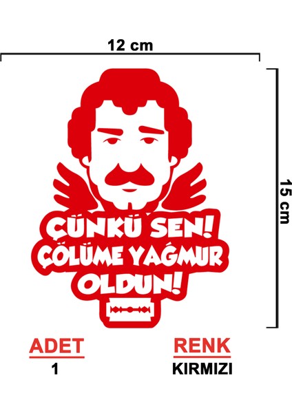 Müslüm Baba Sticker Model 3 - Müslüm Gürses Sticker - Oto Sticker - Araba Sticker - Araç Sticker