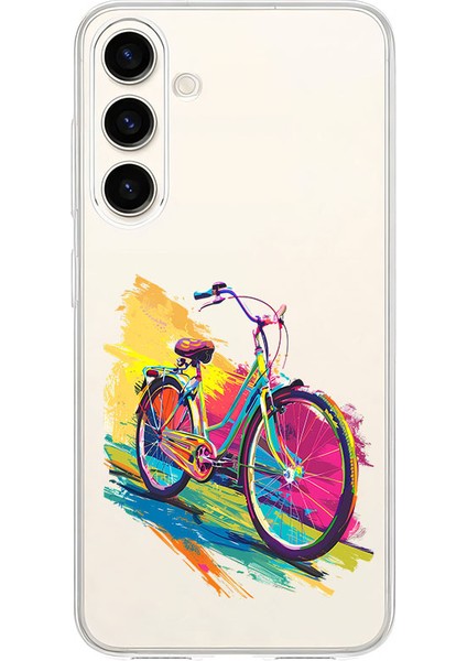 Samsung S24 Fe Uyumlu Renkli Bisiklet Desenli Silikon Kılıf