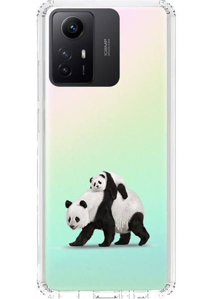 Xiaomi Redmi Note 12S Uyumlu Panda Ailesi Desenli Silikon Kılıf