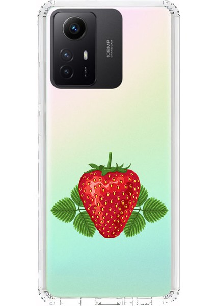Xiaomi Redmi Note 12S Uyumlu Çilek Desenli Silikon Kılıf