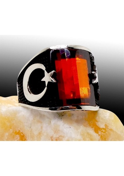 Ayyıldız Erkek Gümüş Yüzük 3 Farklı Renk Seçeneği