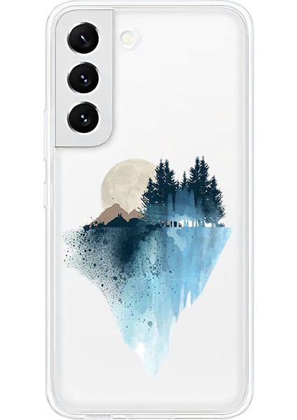 Samsung S22 Uyumlu Dağ ve Ay Desenli Silikon Kılıf