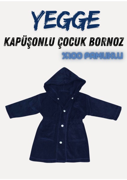 Lüks Pamuk Lacivert Çocuk Bornoz