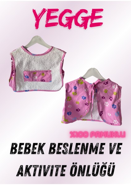 Havlulu Pembe Cepli Mama Beslenme ve Aktivite Önlüğü Bebek Önlük Bebek Ağız Havlusu