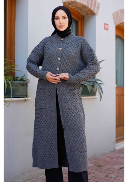 Kadın Düğme Kapamalı Cepli Triko Hırka -PMK338 fiyatları