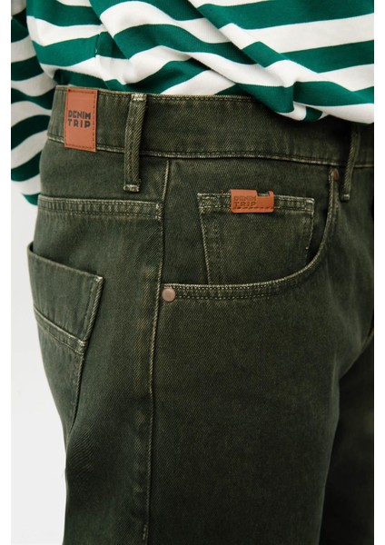 Faron Loose Straight Fit Haki Yeşil Erkek Jean Pantolon fırsatları