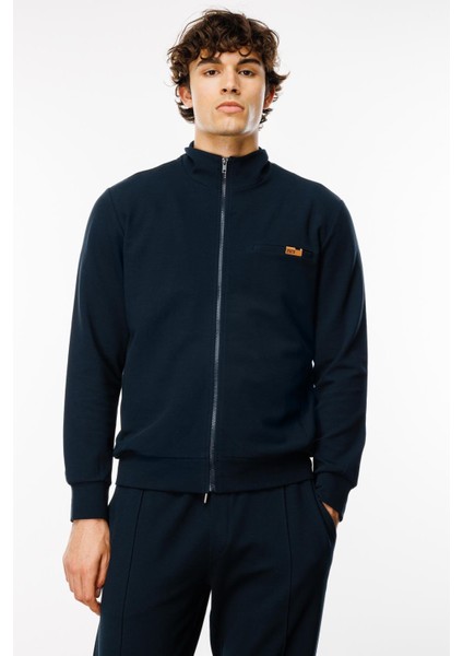 Regular Fit Lacivert Fermuarlı Erkek Eşofman Üstü / Sweatshirt fiyatları