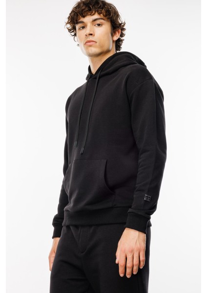 Rahat / Relaxed Fit Siyah Erkek Hoodie / Sweatshirt