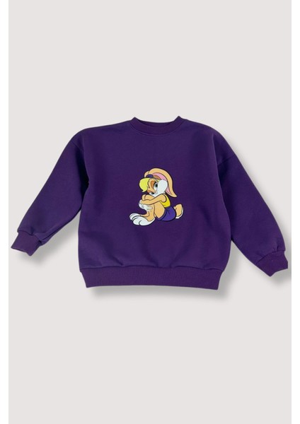 Kız Çocuk Alt Üst Takım Mor Lola Bunny ve Bugs Bunny Karakterli - Pamuk, 5 Yaş