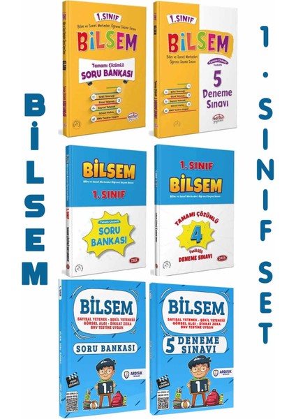 1. Sınıf Bilsem Soru Bankası ve Deneme Sınavı Seti Karma Set 6 Kitap