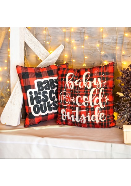 Yılbaşı Temalı Dijial Baskılı Yastık Seti