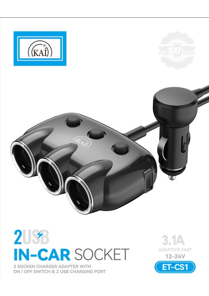 Araç Çakmaklık Çoğaltıcı USB Araba Çakmak Soket