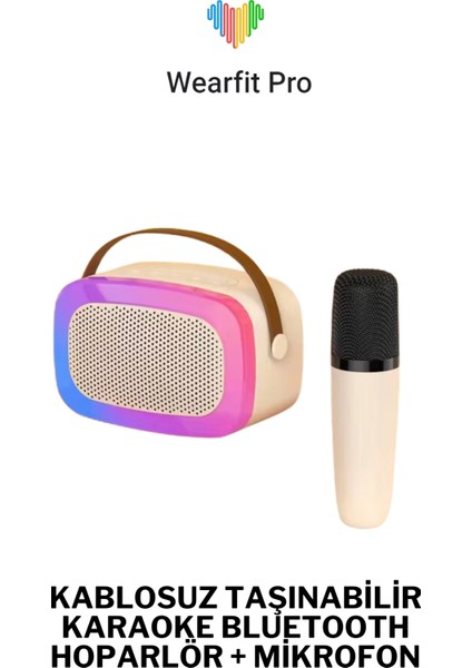 Taşınabilir Bluetooth Kablosuz Karaoke Müzik Eğlence Hoparlör Mikrafonlu
