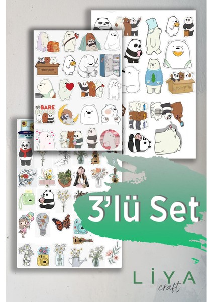 Sevimli Temalı Sticker Planner Ajanda Bullet Journal Için Uygun Set