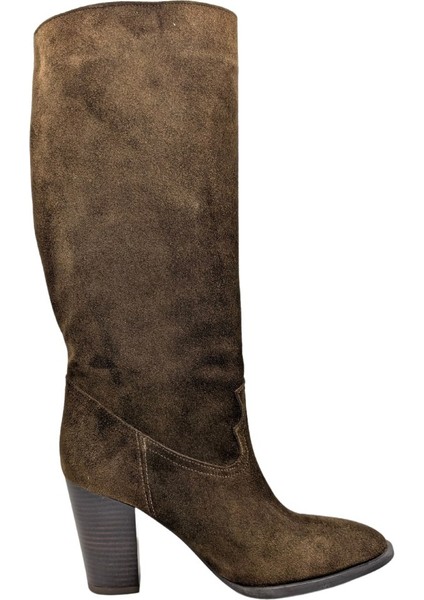 Gloria Paris KRN-1976 Süet Deri Kadın Topuklu Çizme - Gloria Paris KRN-1976 - Koyu Kahve - 38