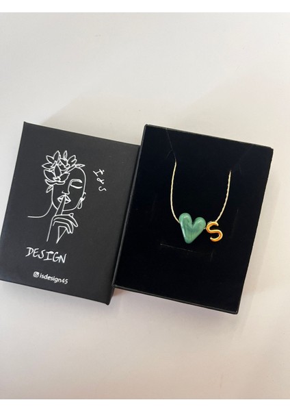 Murano Yeşil Kalp Harfli Kolye