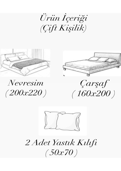 Çift Taraflı Çarşafı Lastikli Çift Kişilik Nevresim Takımı