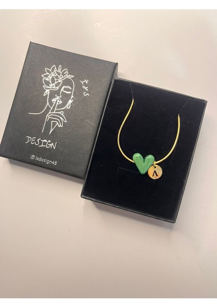 Murano Yeşil Kalp Harfli Kolye fiyatları