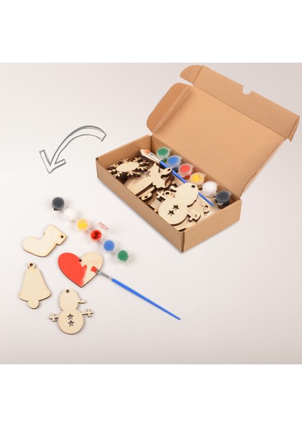 Yılbaşı Temalı Ahşap Boyama Seti Dıy , Yeni Yıl Çocuk Aktivitesi fiyatları