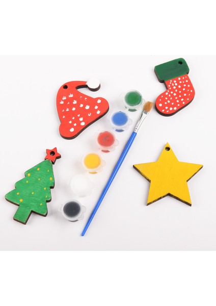 Yılbaşı Temalı Ahşap Boyama Seti Dıy , Yeni Yıl Çocuk Aktivitesi indirimleri
