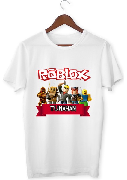 Roblox Isme Özel Tişört Roblox Çocuklar Için Tişört Beyaz Yetişkin Çocuk