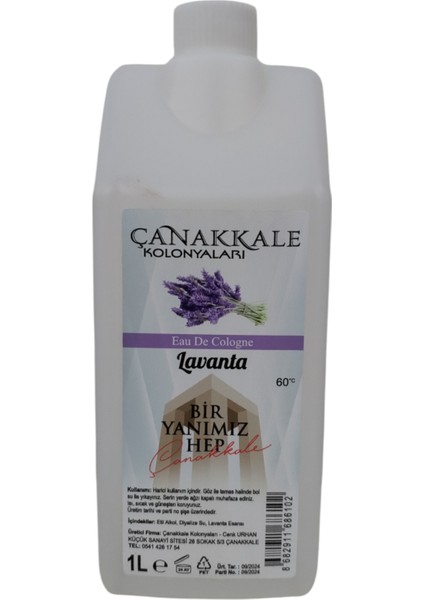 Çanakkale Kolonyaları (Şeffaf Renksiz) Lavanta Kolonyası -1 Litre -Korumalı Kapak - Yeni Model