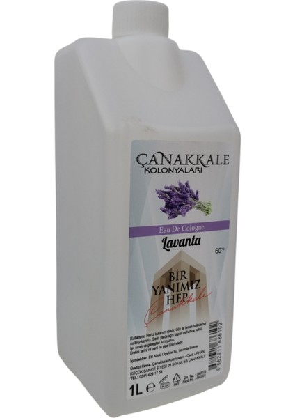 Çanakkale Kolonyaları (Şeffaf Renksiz) Lavanta Kolonyası -1 Litre -Korumalı Kapak - Yeni Model