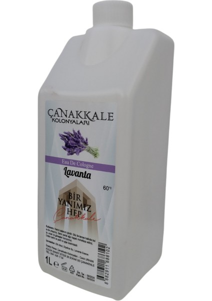 Çanakkale Kolonyaları (Şeffaf Renksiz) Lavanta Kolonyası -1 Litre -Korumalı Kapak - Yeni Model